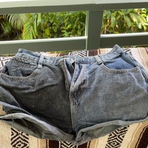 2 tone denim shorts